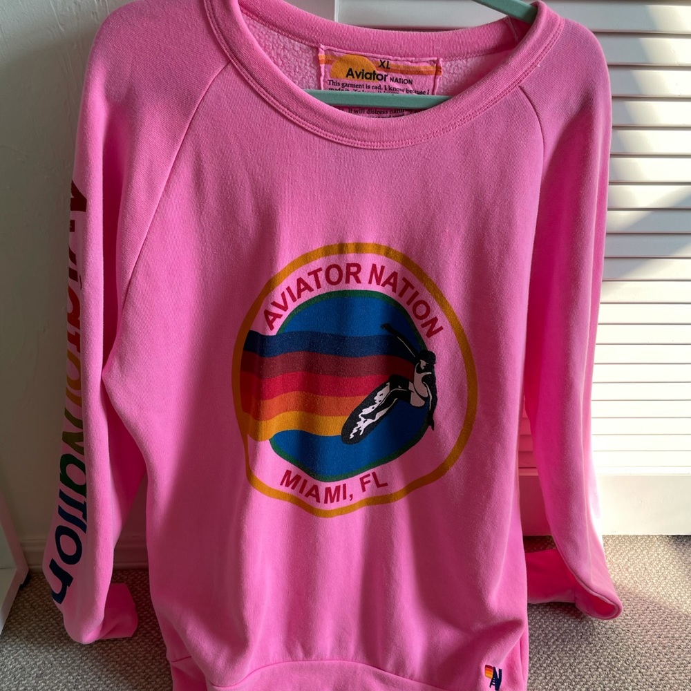 -pink aviator nation sweatshirt